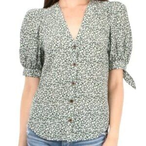 VERONICA BEARD Ennie Floral Ruched-Sleeve Top Size 4 Forrest Multi Print